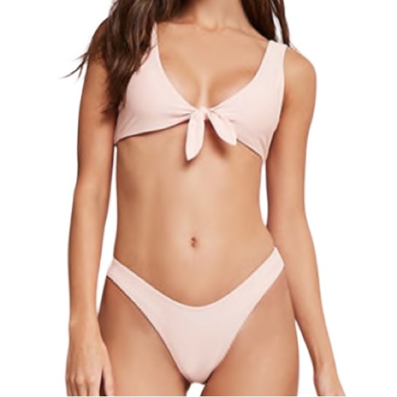 NWT Zanful Lite Pink Halter Tye Fashion Bikini Swim Suit - Picture 2 of 7